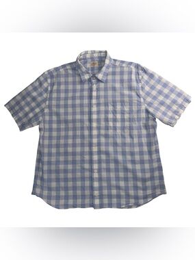 Faherty Blue and White Gingham Button-Down Shirt